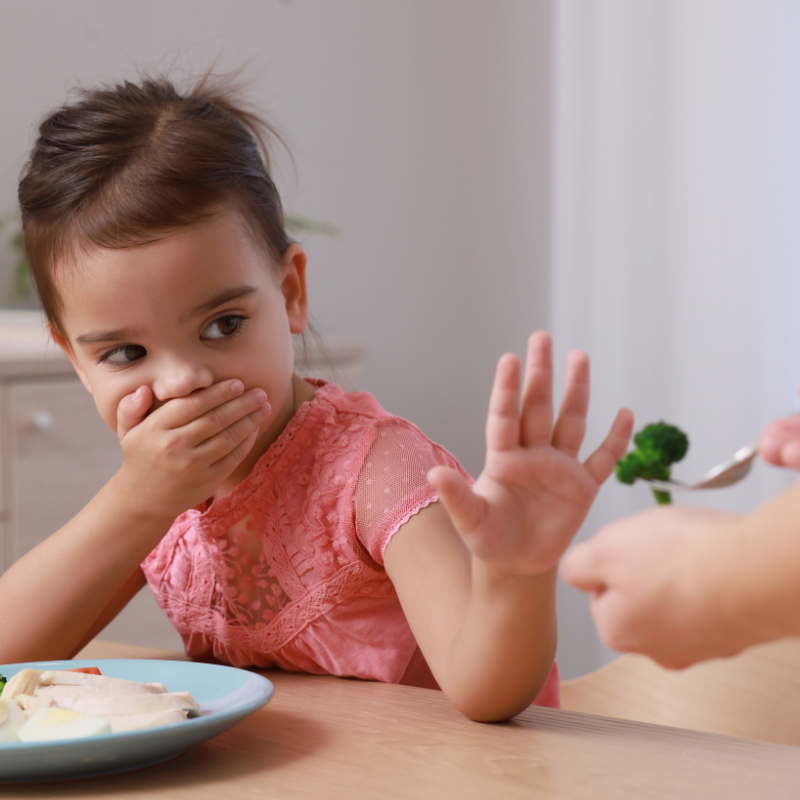 Formation Troubles alimentaires pédiatriques, un enfant se couvre la bouche à table